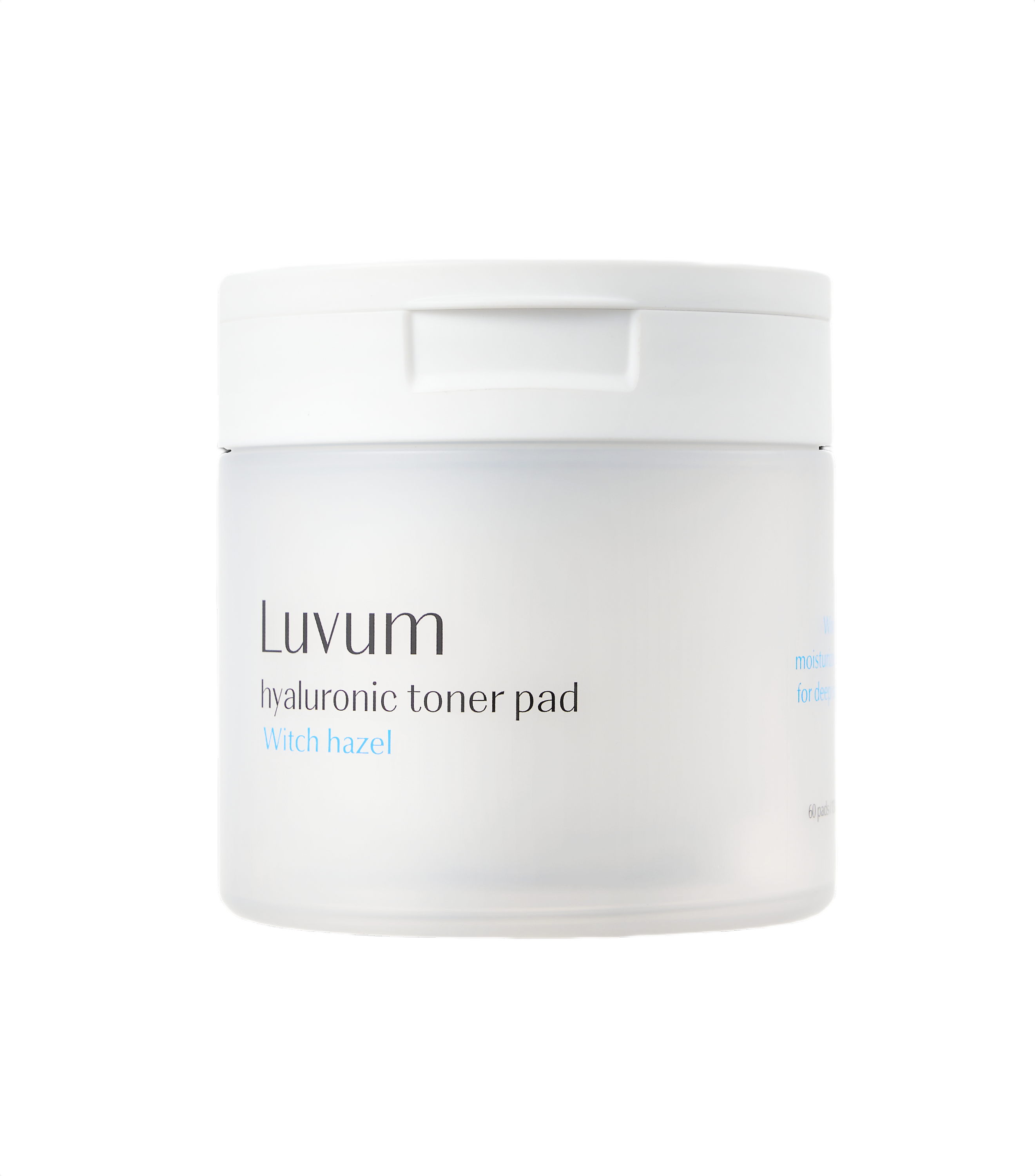 LUVUM WITCH HAZEL HYALURONIC TONER PAD Tónovací polštářky s rostlinnou kyselinou hyaluronovou a hydrolátem vilínového lískového 130 ml 60 ks.