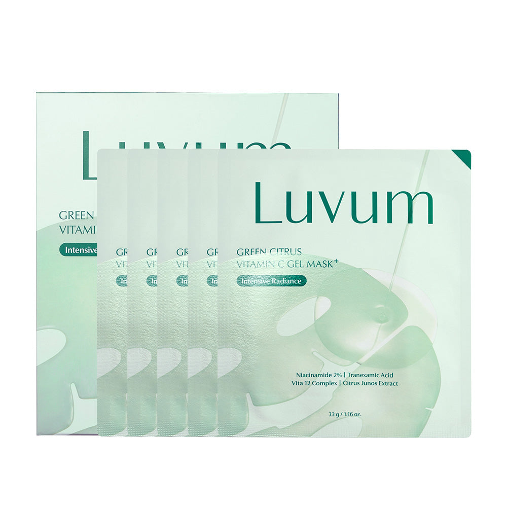LUVUM GREEN CITRUS VITAMIN C GEL MASK Hydrogelová maska ​​s vitamínem C a kyselinou tranexamovou 5 ks.