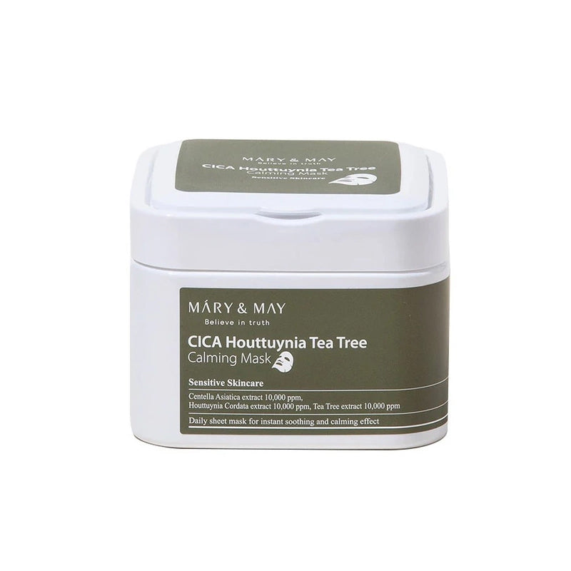 MARY & MAY CICA HOUTTUYNIA TEA TREE Set beruhigender Blattmasken mit Centella-Extrakt, 30-tlg.