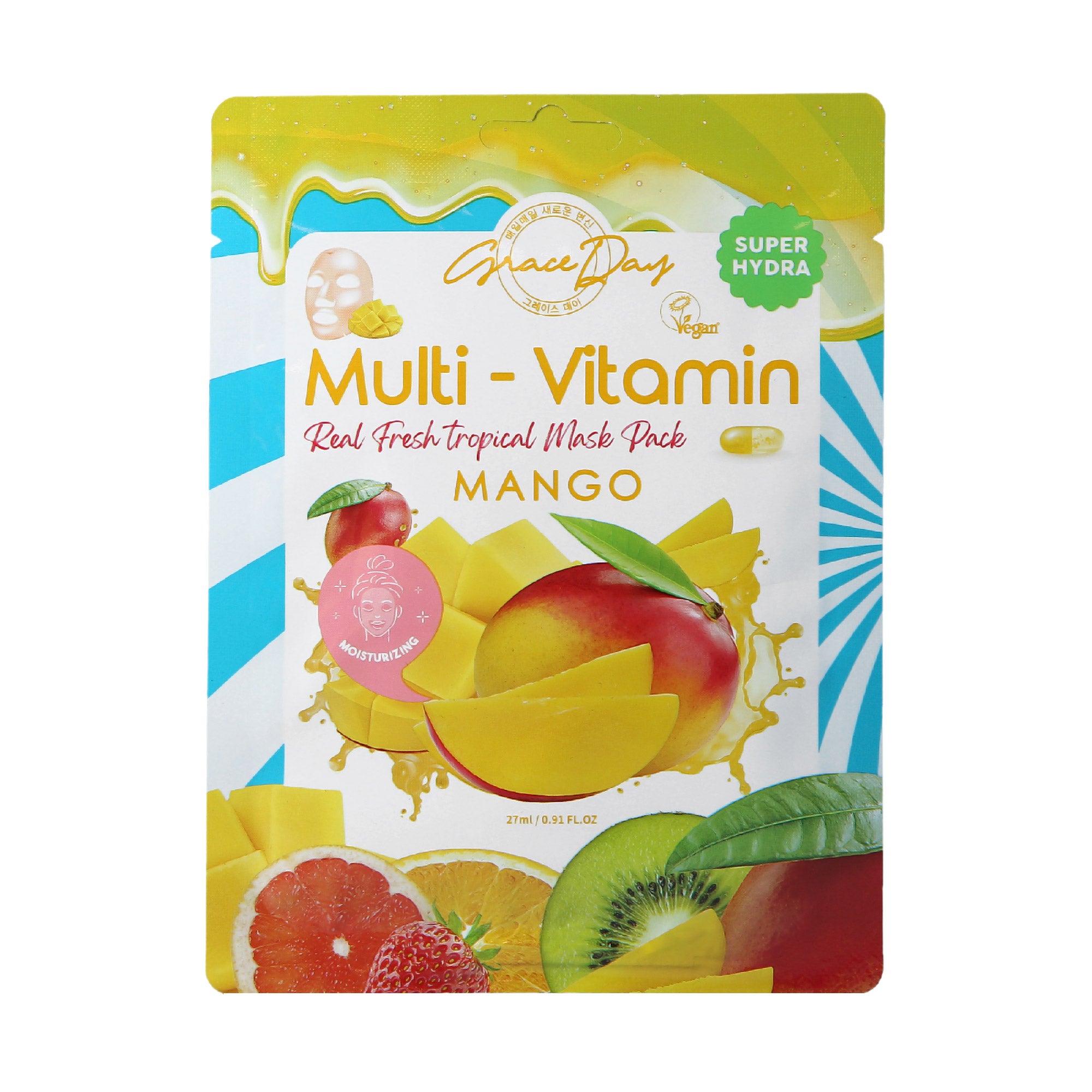 GRACEDAY MULTI-VITAMIN Mango Mask Pack – Odżywcza maska w płachcie z ekstraktem z mango 27 ml