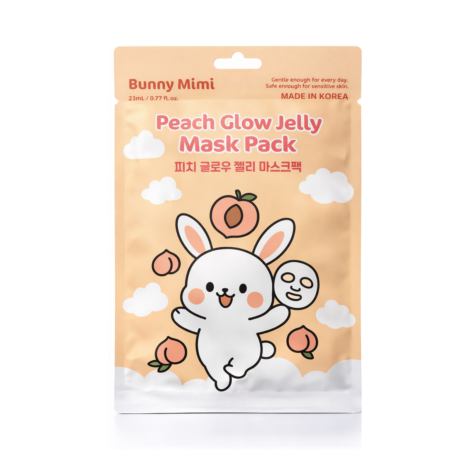BUNNY MIMI PEACH GLOW JELLY MASK PACK Rozjasňující pleťová maska 23 ml