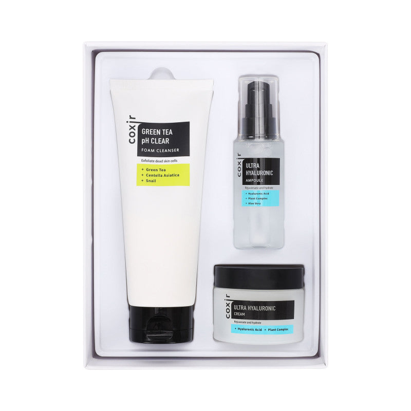 COXIR ULTRA HYALURONIC LINE Intenzivně hydratační sada s kyselinou hyaluronovou 120 ml + 50 ml + 50 g