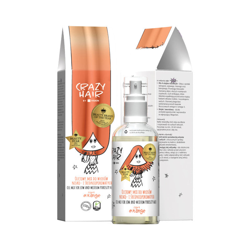 HISKIN CRAZY HAIR Olejowy mix do włosów nisko i średnio porowatych o zapachu pomarańczowym 100 ml