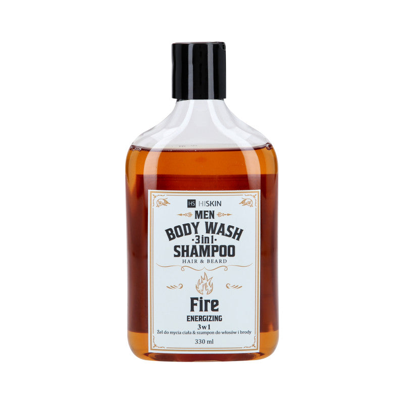 HISKIN UOMO BAGNOSCHIUMA WHISKY FIRE 3in1 Bagnodoccia e shampoo energizzante per capelli e barba 330ml