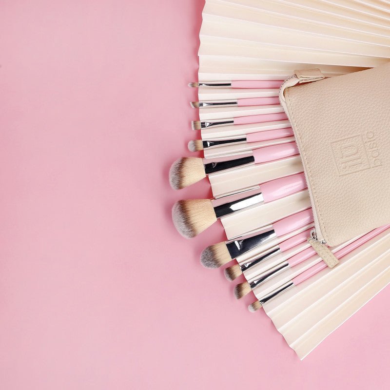 ilū basic Set di 10 pennelli trucco + astuccio, rosa #4