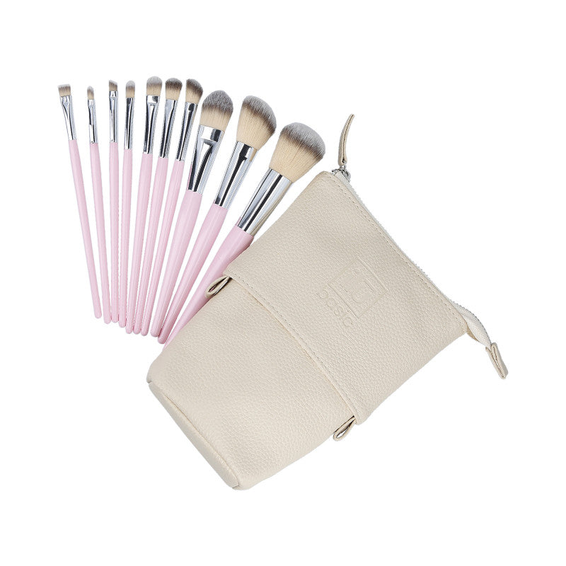ilū basic Set di 10 pennelli trucco + astuccio, rosa #2