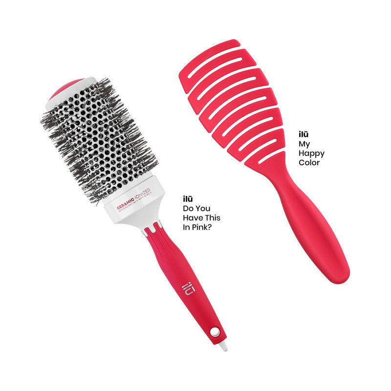 ilū Set di Spazzole professionali per Capelli Hair Brush per Acconciatura, Rosso, 2 pz #3