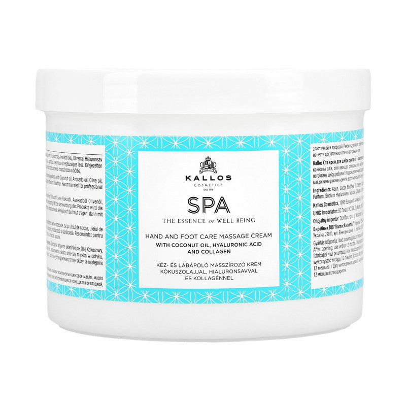 KALLOS SPA Krem do masażu rąk i nóg z olejem kokosowym 500 ml