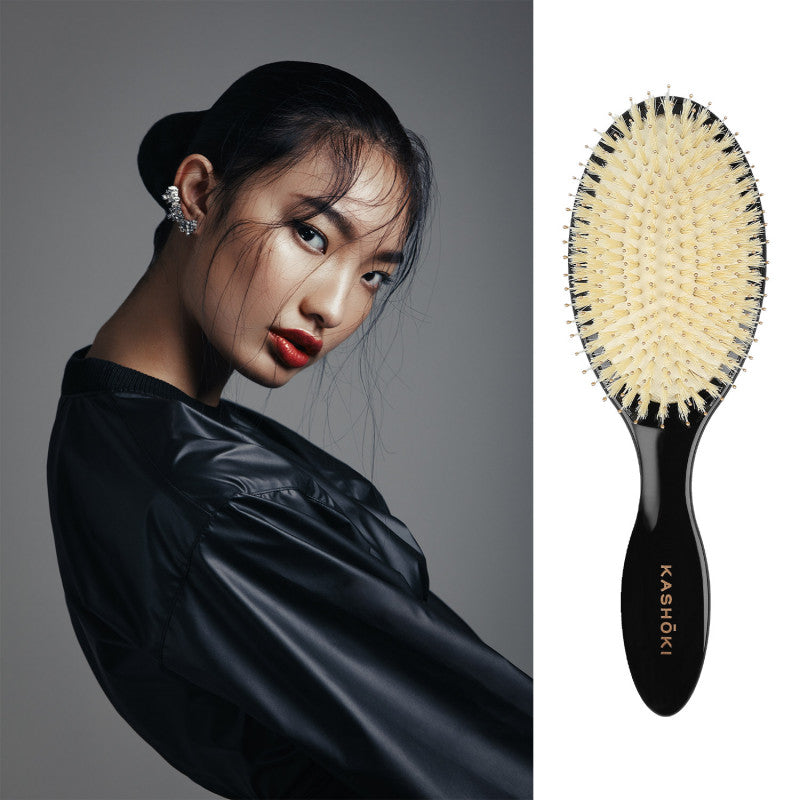 KASHŌKI Smooth White Detangler Boar Štětec s bílými štětinami, oválný #4