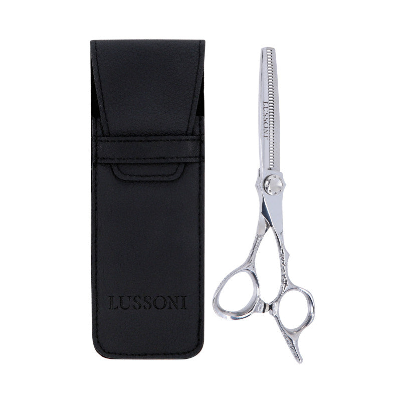 LUSSONI STELLAR SERIES Forbici professionali per sfoltire i capelli (argento) 6″ + custodia