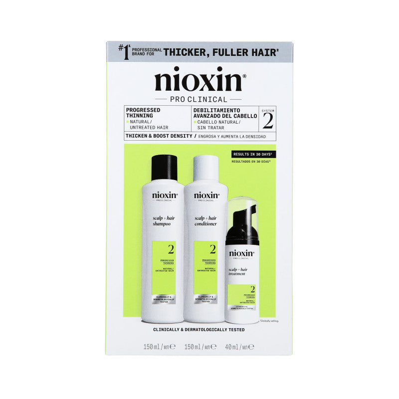 NIOXIN PRO CLINICAL 2 Trzystopniowy zestaw do pielęgnacji włosów naturalnych i z widocznym przerzedzeniem 2 x 150 ml + 50 ml #2