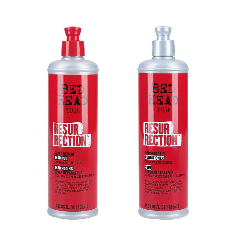 TIGI BED HEAD RESURRECTION Set pour cheveux fragilisés Shampooing 400ml + Après-shampooing 400ml